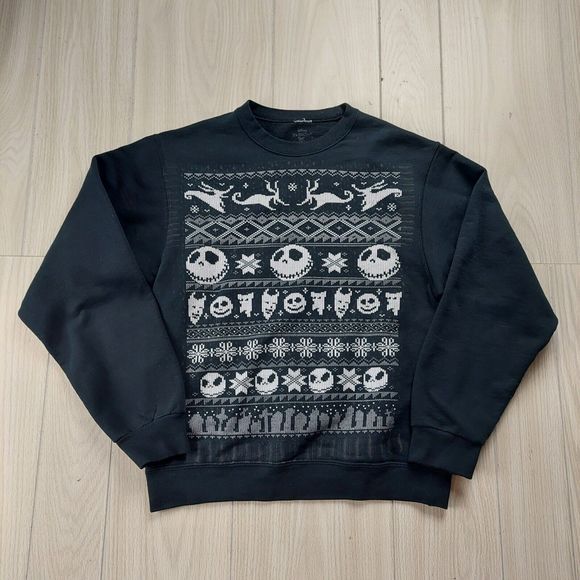 Disney Other - Disney Nightmare Before Christmas‎ Sweatshirt Adult Small Black Jack Skeleton